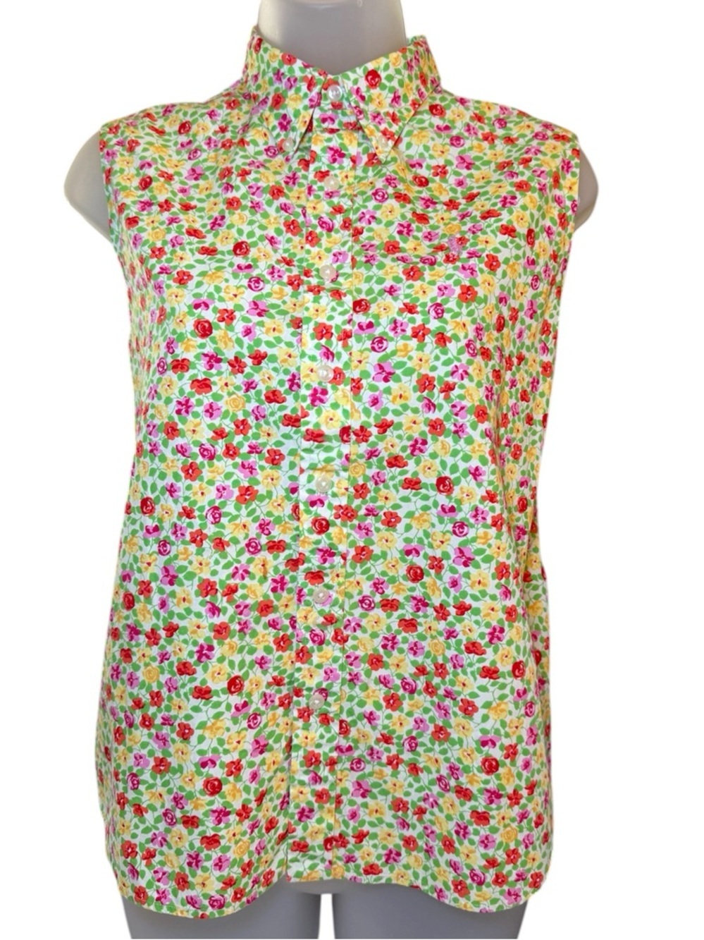 Ralph Lauren Sport Sleeveless Floral Cotton Shirt Button Down